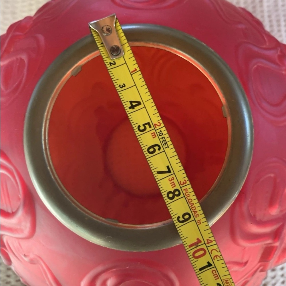 Victorian GWTW Red Large Satin Glass Oil Kerosene Lamp - Picture 5 of 14